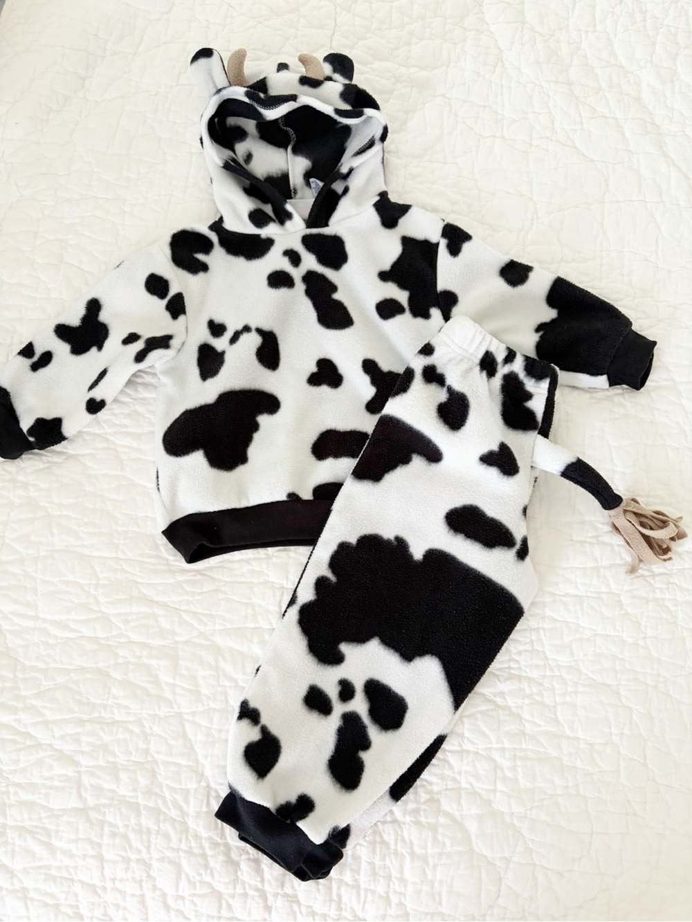24m • miniwear Black & White Cow Print Fleece Matching set Cow costume